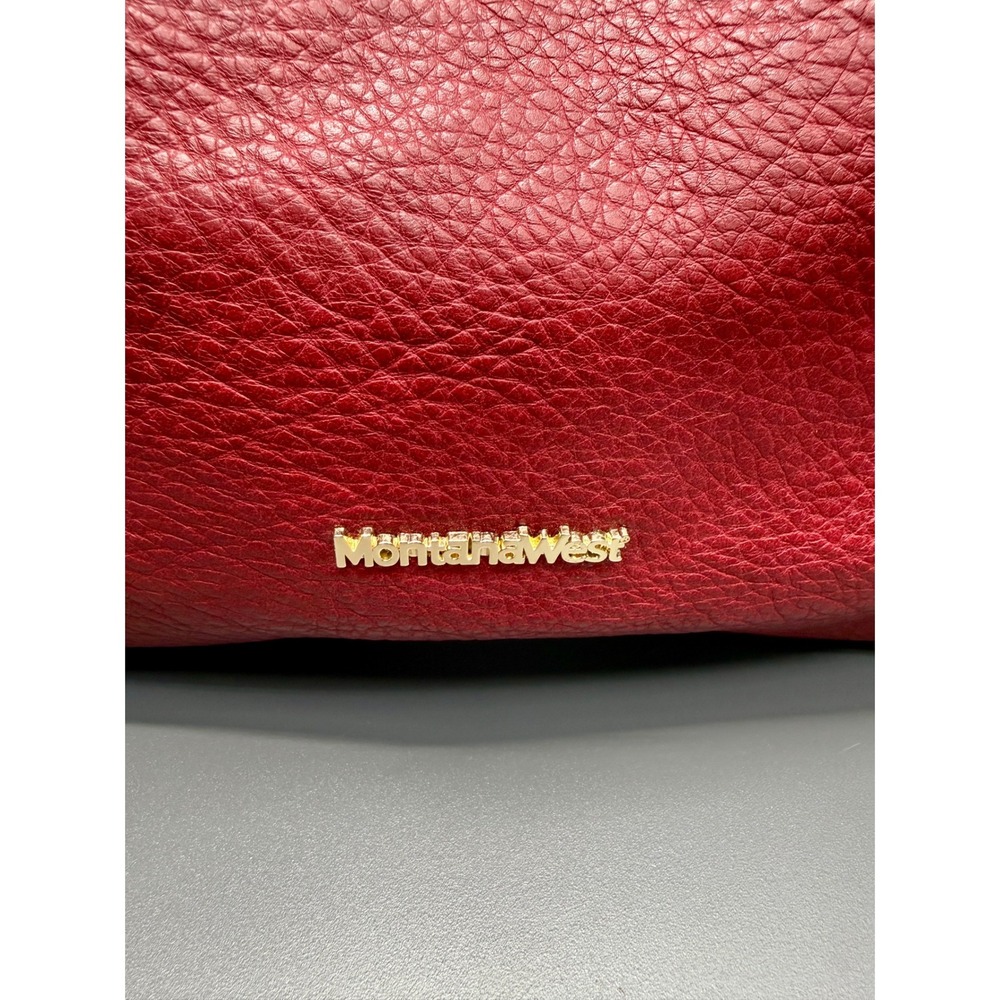 Wrangler Montana West Red Faux Leather Tote Bag Purse Handbag with Pouch - Picture 2 of 13